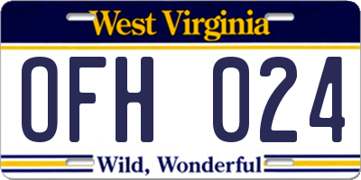 WV license plate OFH024