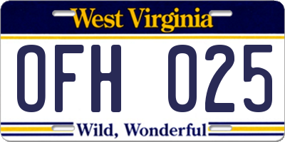WV license plate OFH025