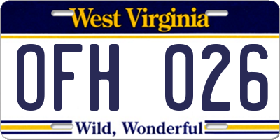 WV license plate OFH026