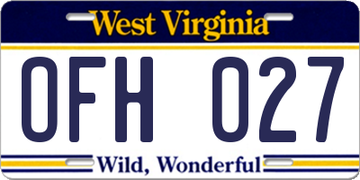 WV license plate OFH027