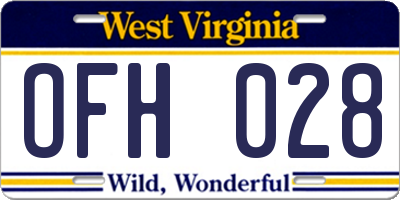 WV license plate OFH028