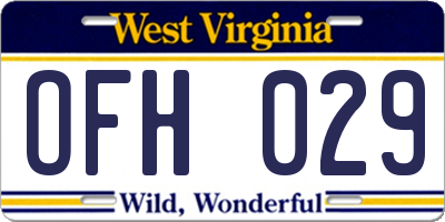 WV license plate OFH029