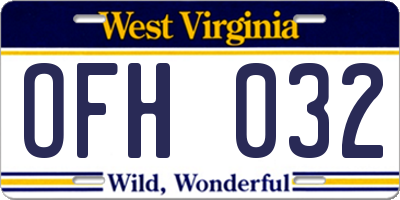WV license plate OFH032