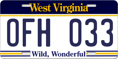 WV license plate OFH033