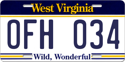 WV license plate OFH034