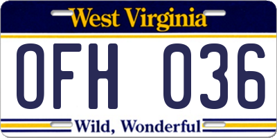 WV license plate OFH036