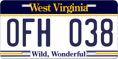 WV license plate OFH038