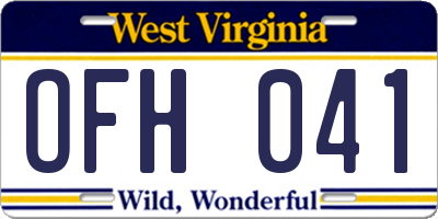 WV license plate OFH041