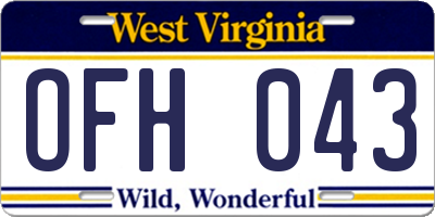 WV license plate OFH043