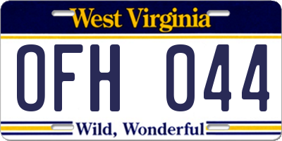 WV license plate OFH044