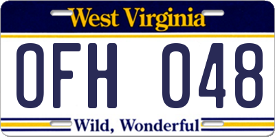 WV license plate OFH048