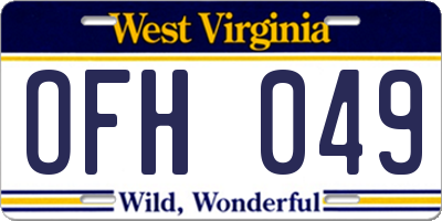 WV license plate OFH049