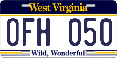 WV license plate OFH050