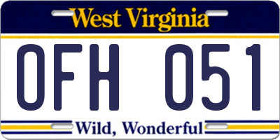 WV license plate OFH051