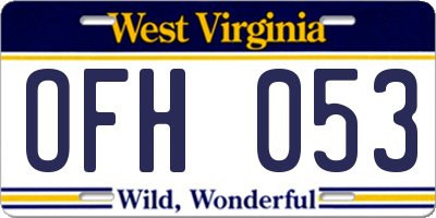 WV license plate OFH053