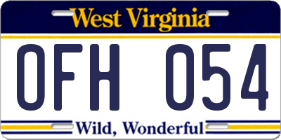 WV license plate OFH054