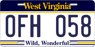 WV license plate OFH058