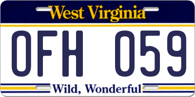 WV license plate OFH059
