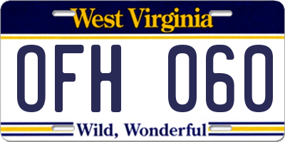 WV license plate OFH060