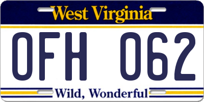 WV license plate OFH062