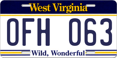 WV license plate OFH063