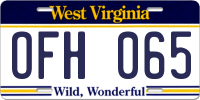 WV license plate OFH065