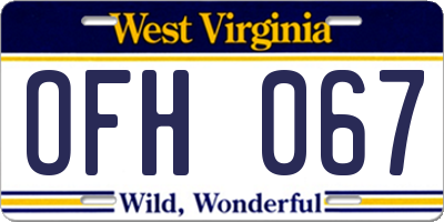 WV license plate OFH067