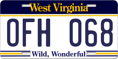 WV license plate OFH068