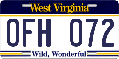 WV license plate OFH072
