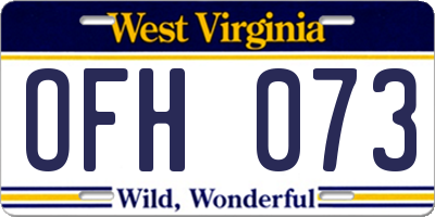 WV license plate OFH073