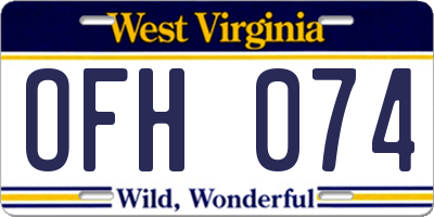 WV license plate OFH074