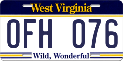 WV license plate OFH076