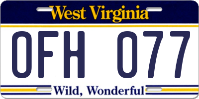 WV license plate OFH077