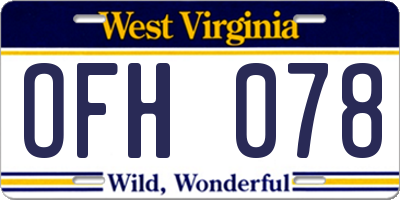 WV license plate OFH078