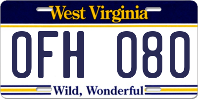 WV license plate OFH080