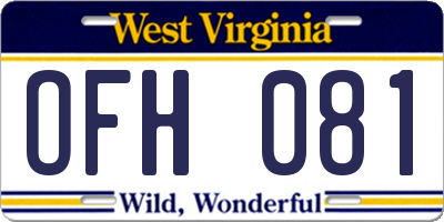 WV license plate OFH081