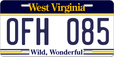 WV license plate OFH085