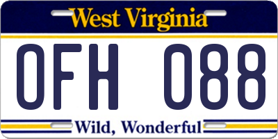 WV license plate OFH088