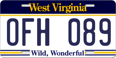 WV license plate OFH089