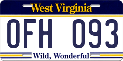 WV license plate OFH093