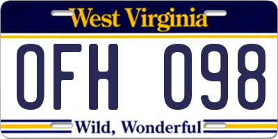 WV license plate OFH098