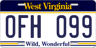 WV license plate OFH099