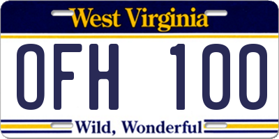 WV license plate OFH100