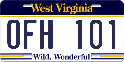WV license plate OFH101