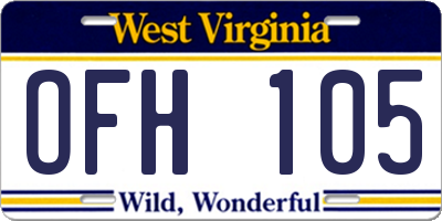 WV license plate OFH105