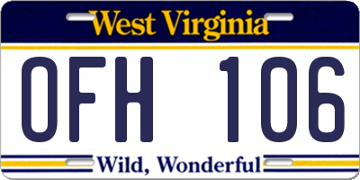 WV license plate OFH106