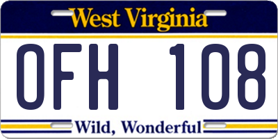 WV license plate OFH108