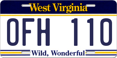 WV license plate OFH110