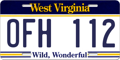WV license plate OFH112