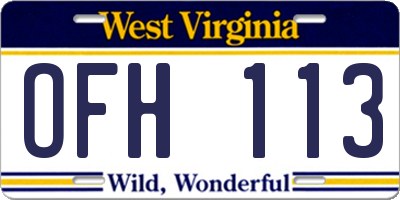 WV license plate OFH113